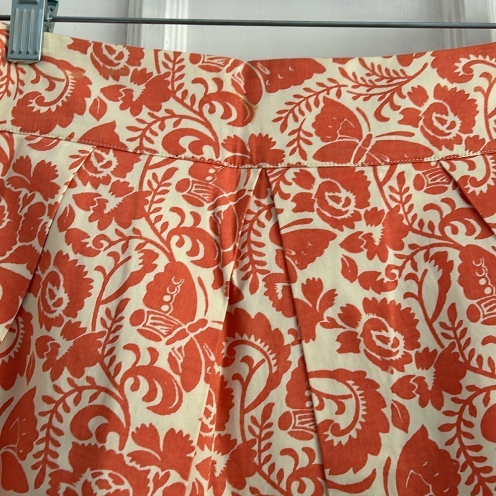 Odille Cotton Twill A-Line Pleated Floral Butterfly Mini Skirt with Pockets - 6 - Picture 4 of 9